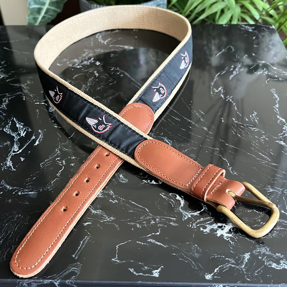 🖤❤️Preston New England Patriots Canvas & Leather Brass Buckle Belt-Made …